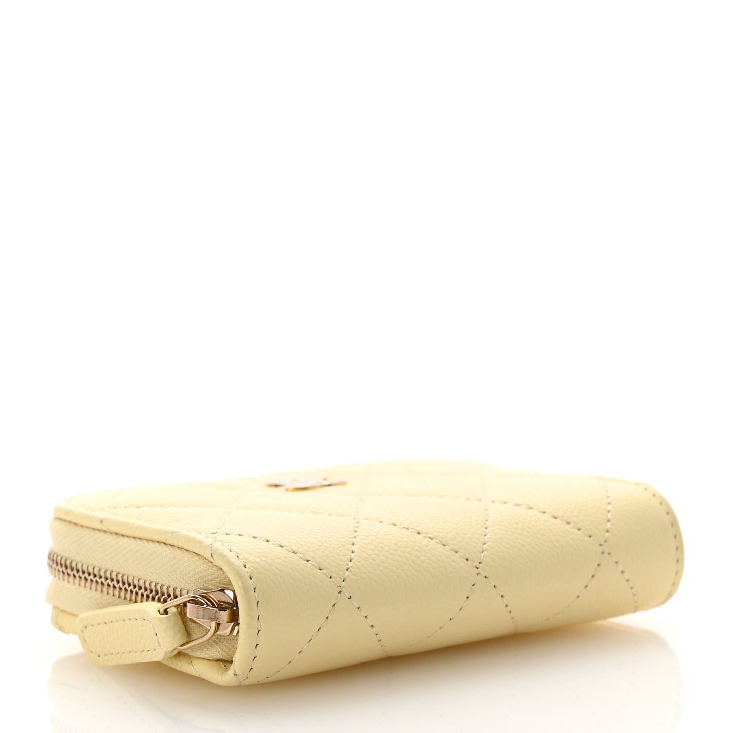 Caviar Quilted Zip Coin Purse Light Yellow