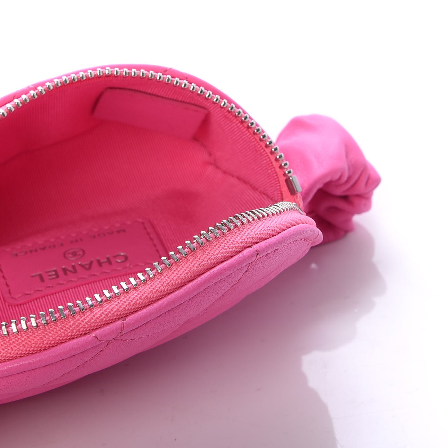 Lambskin Quilted Arm Coin Purse Pink