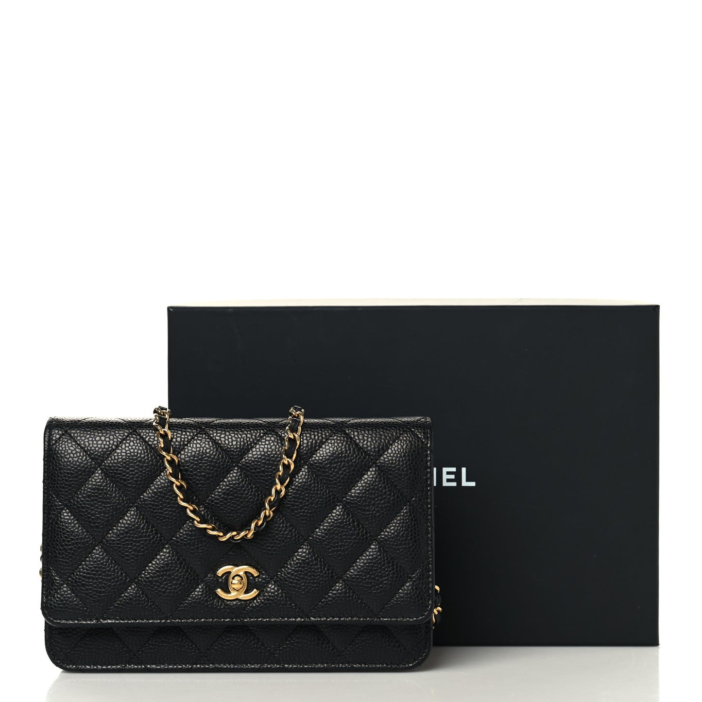Caviar Quilted CC Turnlock Wallet On Chain WOC Black