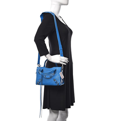 Balenciaga Chevre Silver Metallic Edge Hardware Mini City Bleu Ceylon 2 of 10