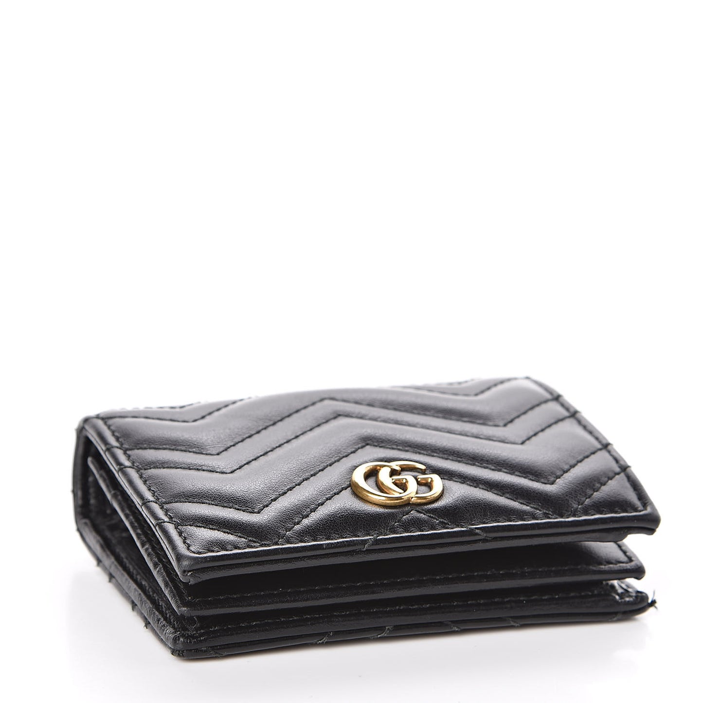 Calfskin Matelasse GG Marmont Card Case Wallet Black