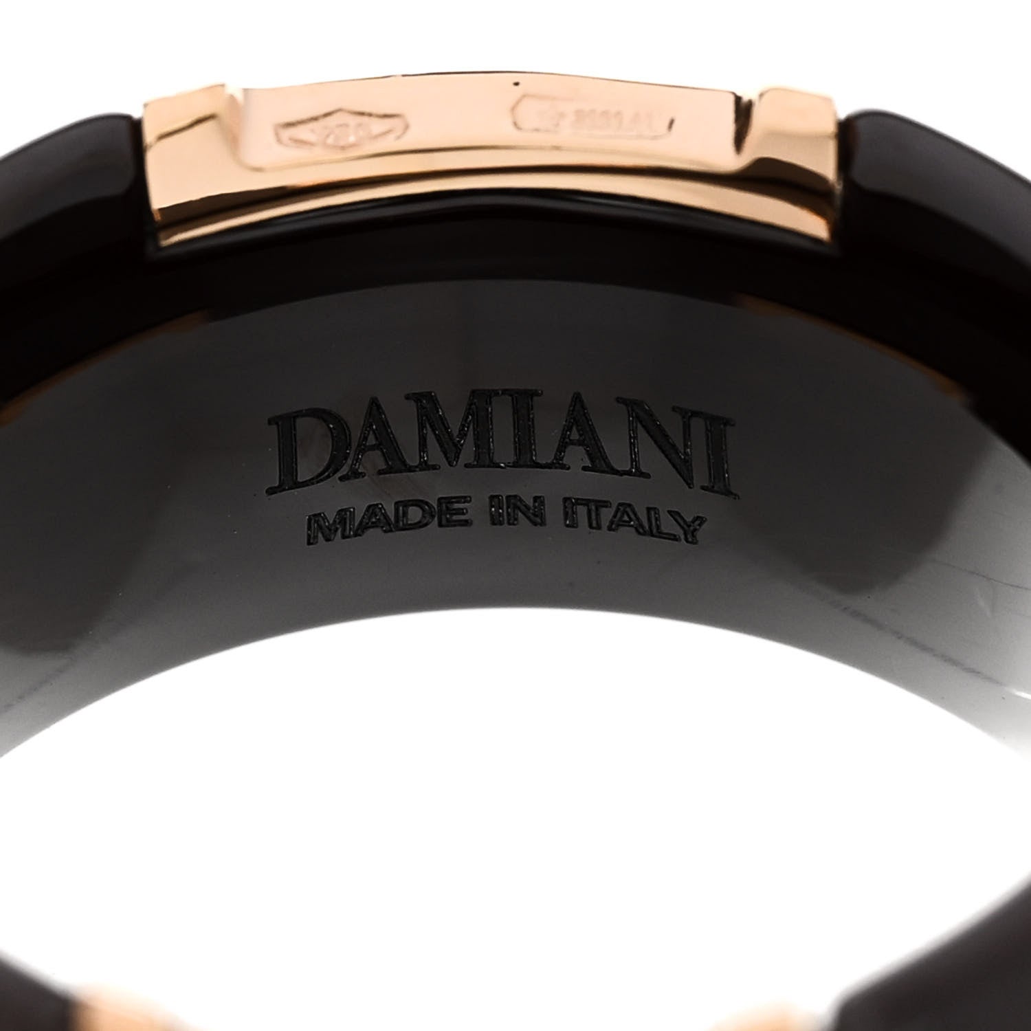 Damiani 18K Pink Gold Ceramic Diamond D Icon Ring 53 6.25 Black 4 of 5