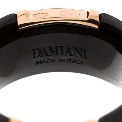 Damiani 18K Pink Gold Ceramic Diamond D Icon Ring 53 6.25 Black 4 of 5