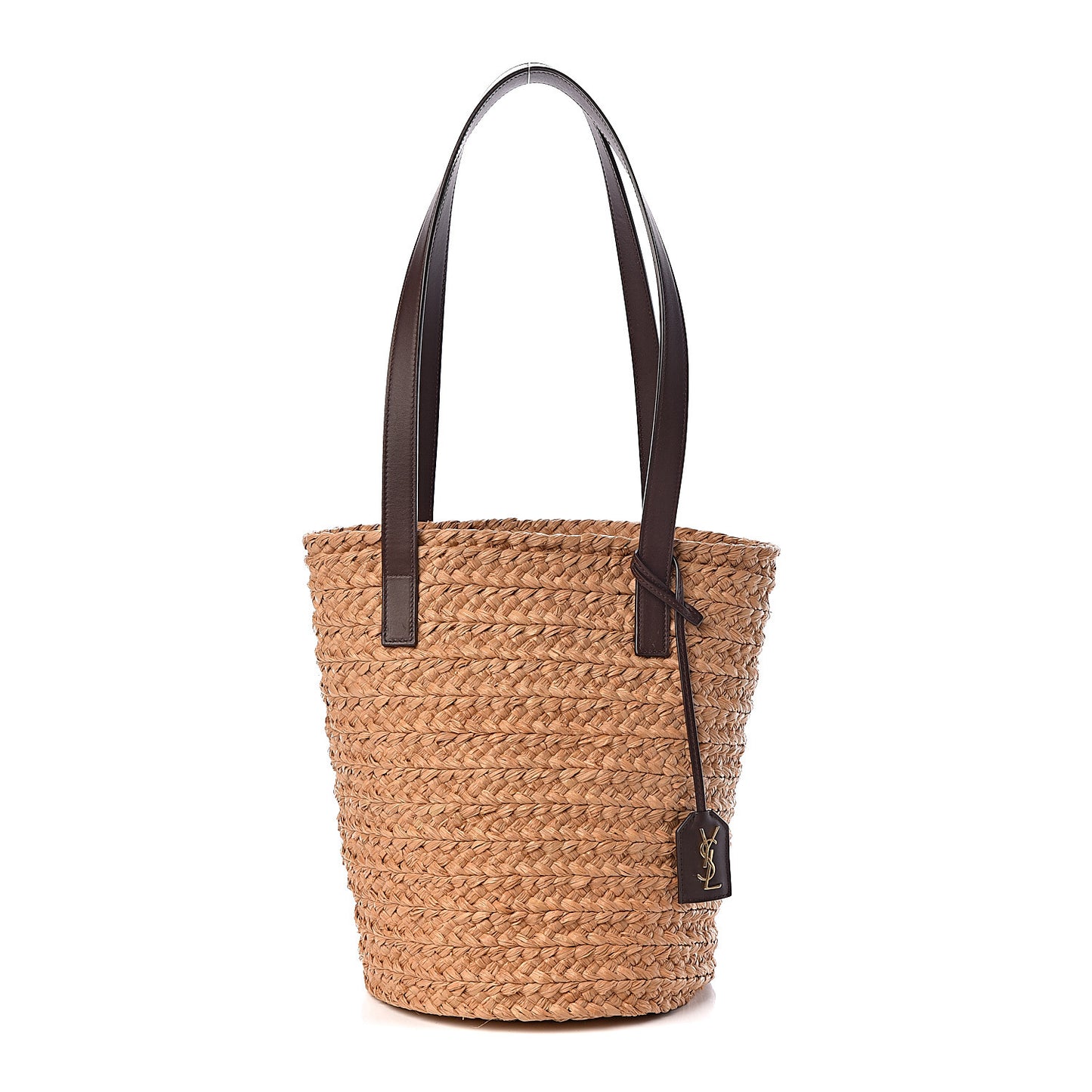 Raffia Calfskin Small Panier Tote Naturale Nut