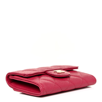 Chanel Caviar Quilted Flap Card Holder Wallet Dark Pink 4 of 11