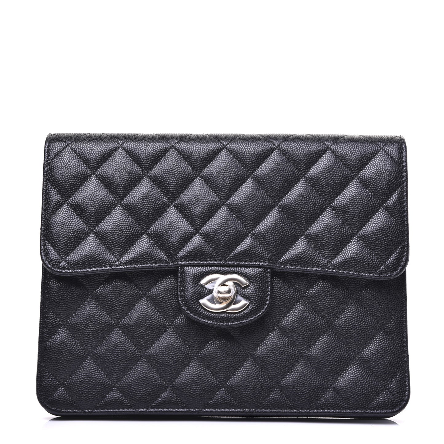 Caviar Quilted Square Flap Clutch Black