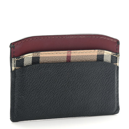 Burberry Calfskin Horseferry Check Izzy Card Case Black Burgundy 2 of 7