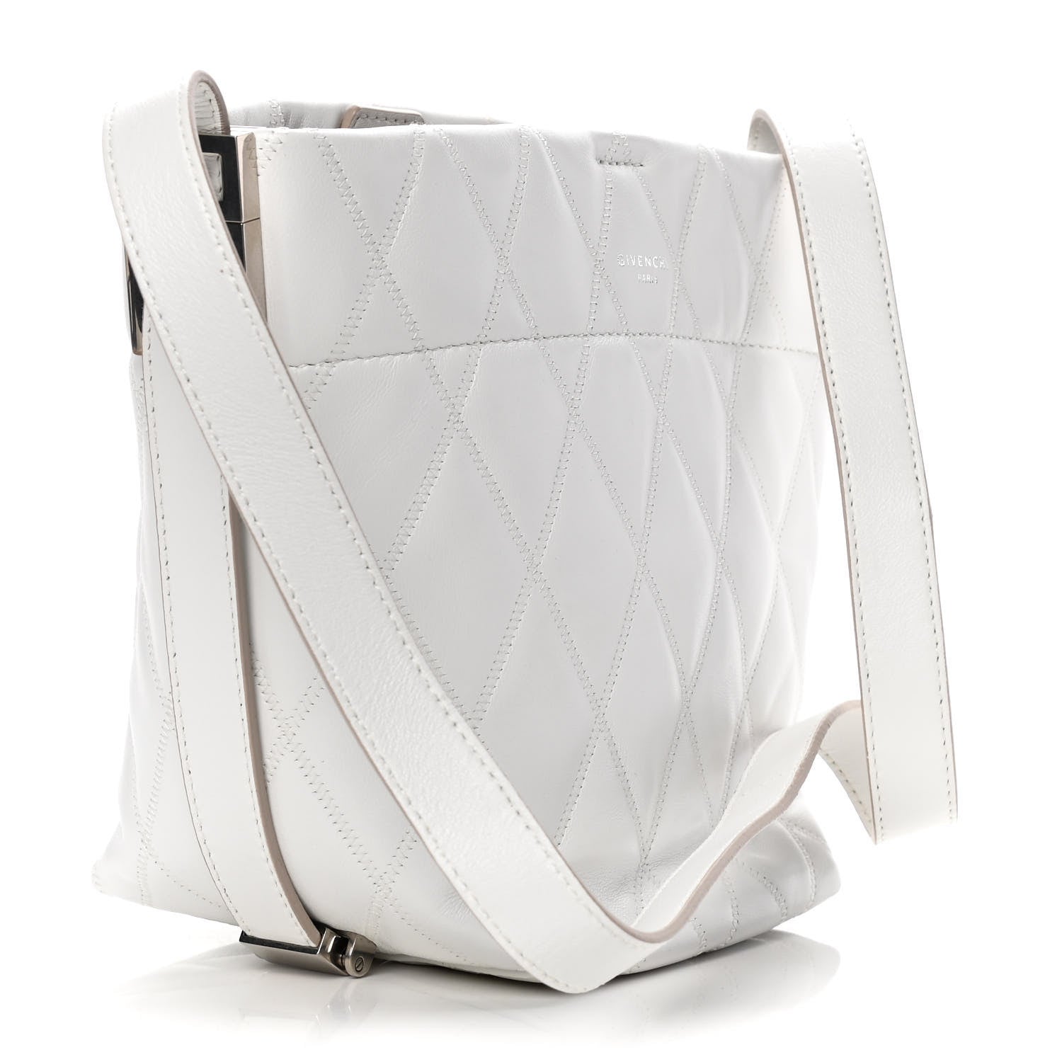 Givenchy Lambskin Quilted Mini GV Bucket Bag White 2 of 8