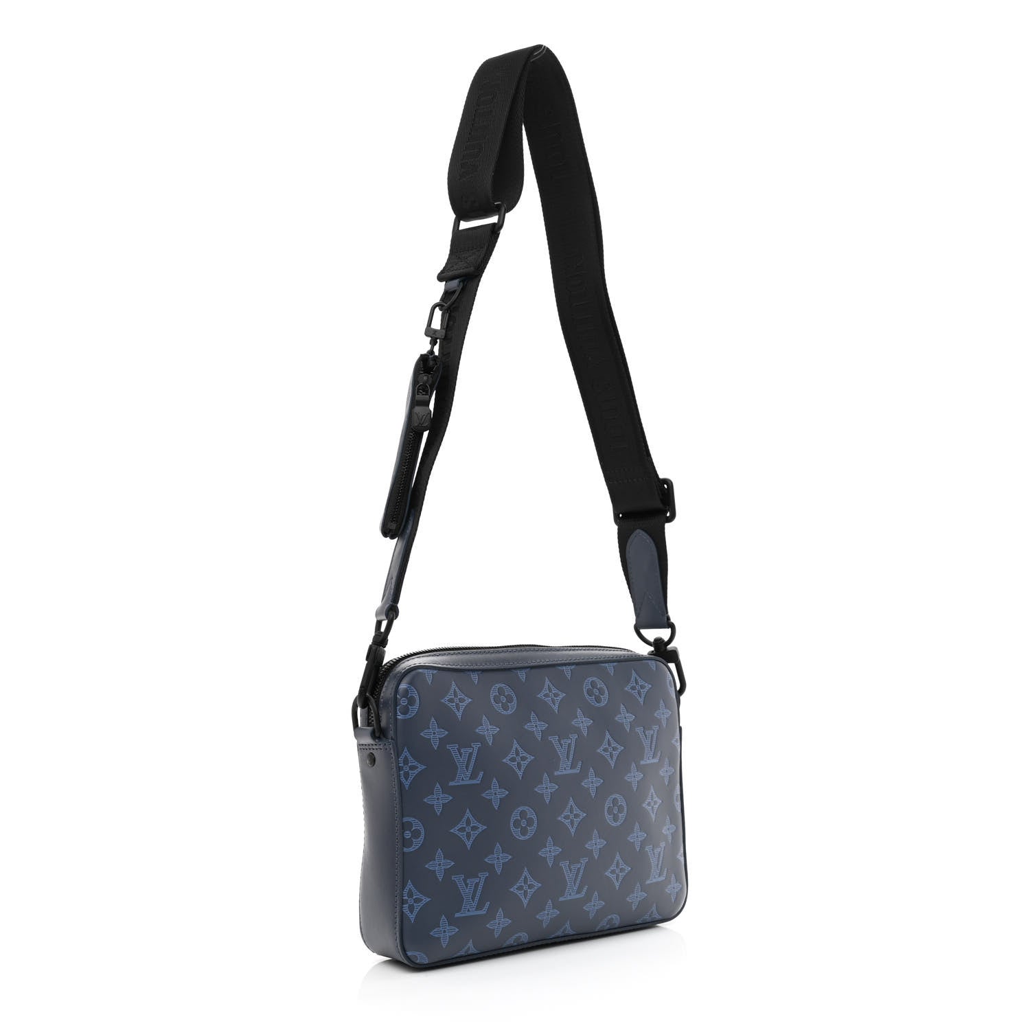 Louis Vuitton Calfskin Monogram Shadow Duo Messenger Navy Blue 3 of 11