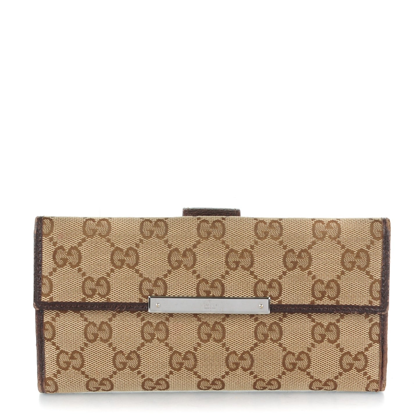 Monogram Metal Bar Continental Flap Wallet Beige Ebony Dark Brown