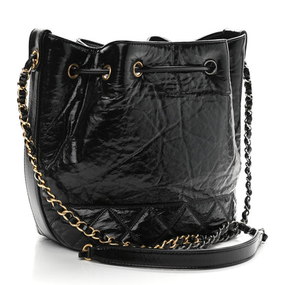 Chanel Shiny Aged Calfskin CC Chain Drawstring Bag Black 3 of 10