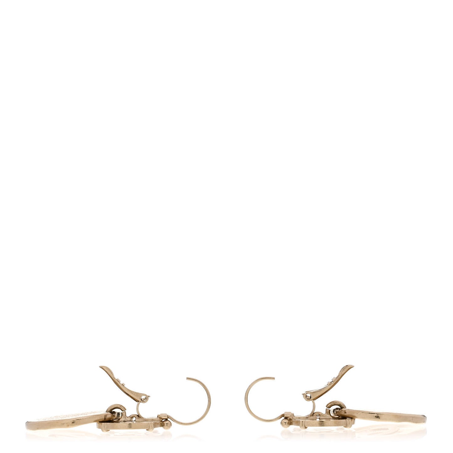 Metal Round CC Medallion Drop Earrings Gold