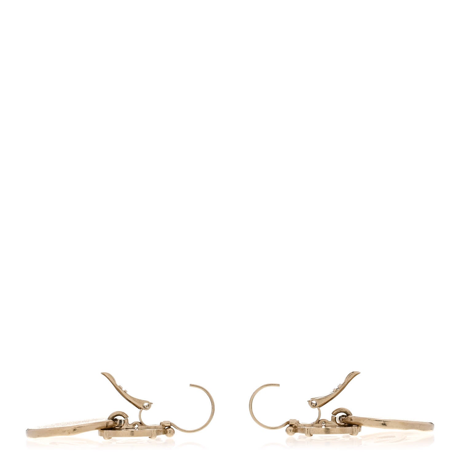 Chanel Metal Round CC Medallion Drop Earrings Gold 3 of 5