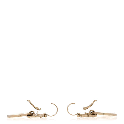 Chanel Metal Round CC Medallion Drop Earrings Gold 3 of 5