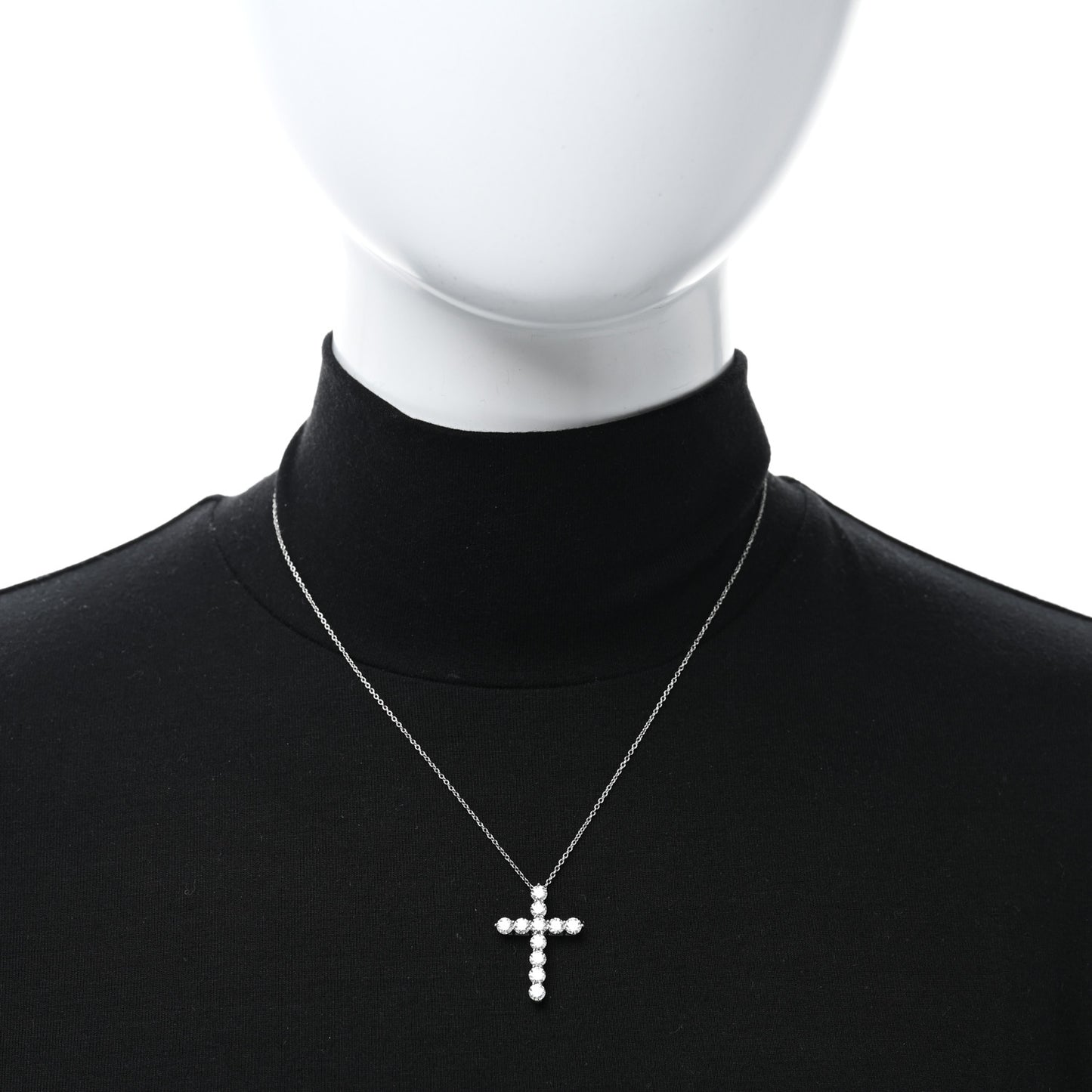 Platinum Diamond Large Cross Pendant Necklace
