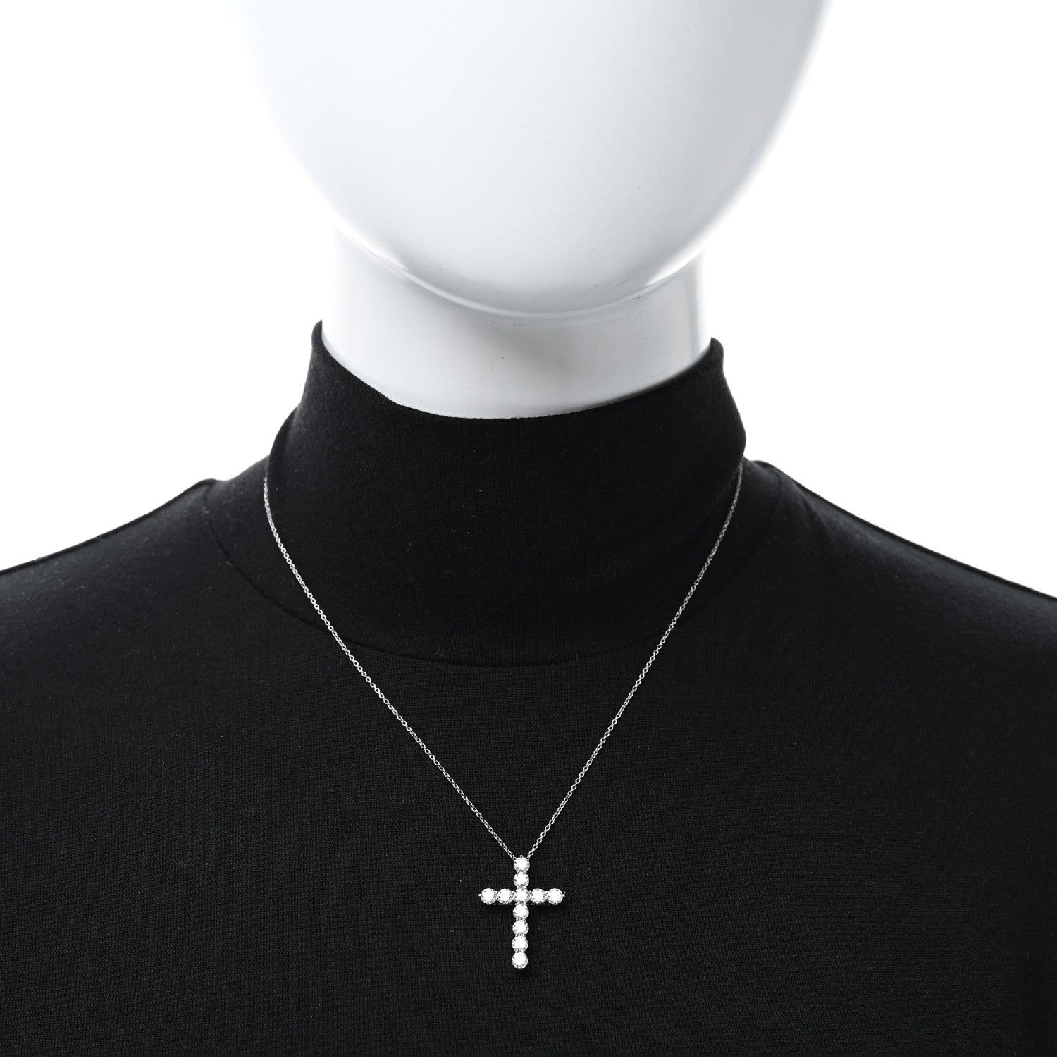 Tiffany Platinum Diamond Large Cross Pendant Necklace 3 of 5