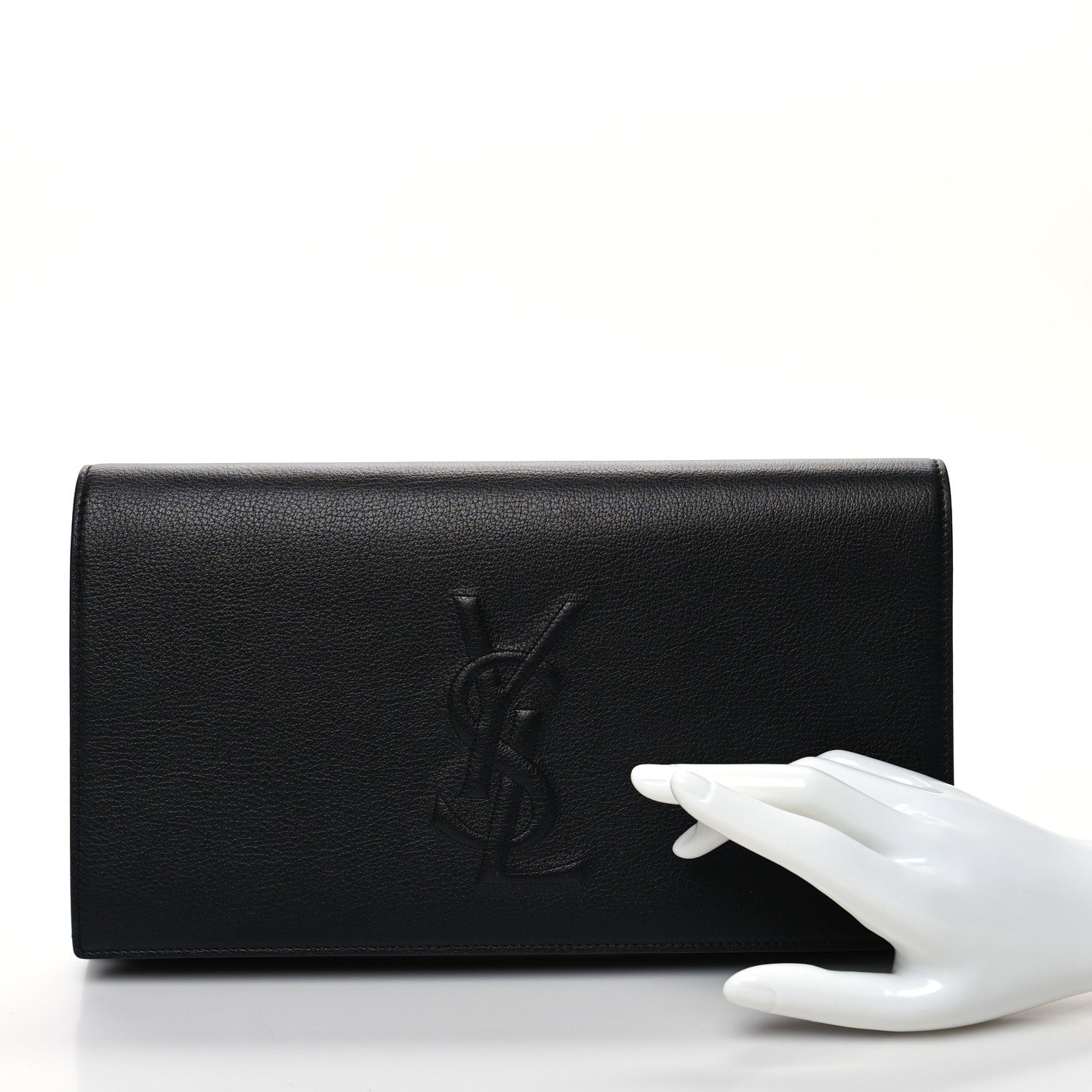 Saint Laurent Calfskin Monogram Large Belle De Jour Clutch Black 2 of 9