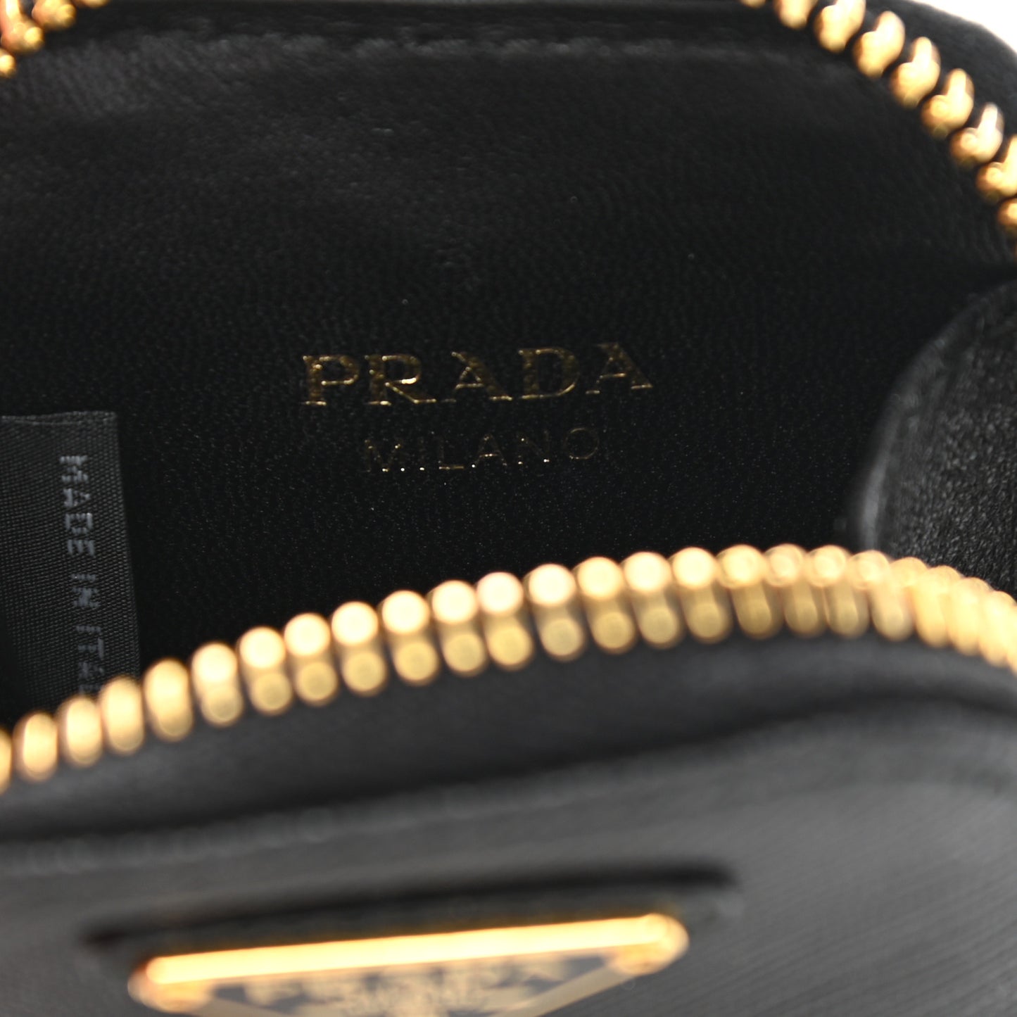 Saffiano Triangle Zip Around Mini Pouch Black