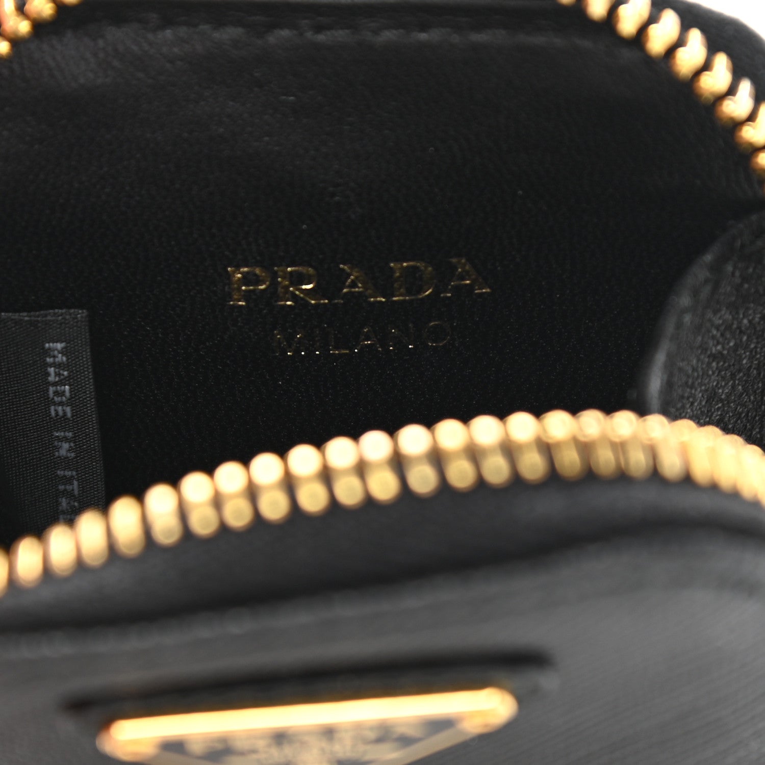 Prada Saffiano Triangle Zip Around Mini Pouch Black 6 of 8