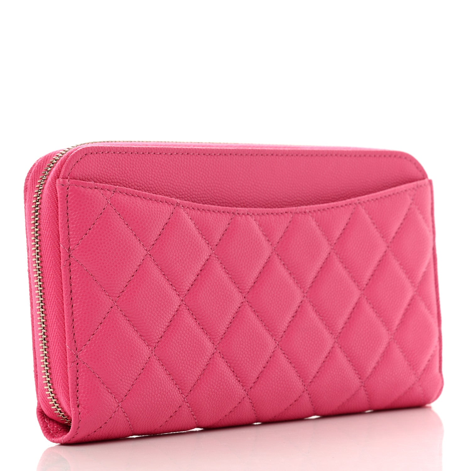 Chanel Caviar Quilted Large Gusset Zip Around Wallet Pink 3 of 9