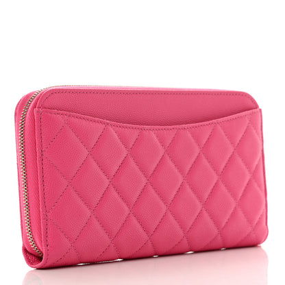 Chanel Caviar Quilted Large Gusset Zip Around Wallet Pink 3 of 9