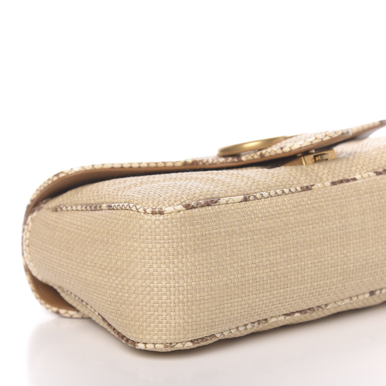 Gucci Raffia Elaphe Matelasse Small GG Marmont Shoulder Bag Natural Cream Brown 9 of 10