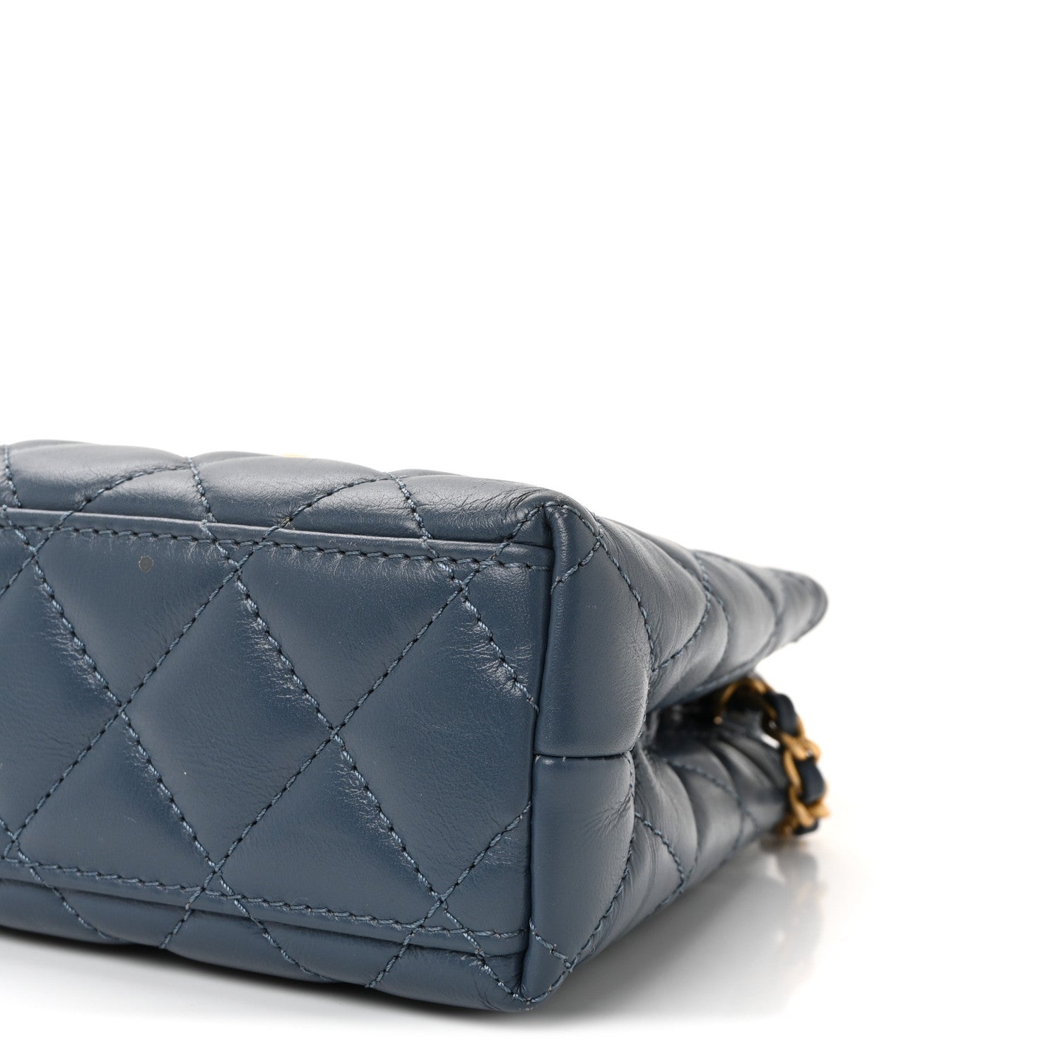 Chanel Shiny Aged Calfskin Quilted Nano Kelly Shopper Dark Blue 10 of 10