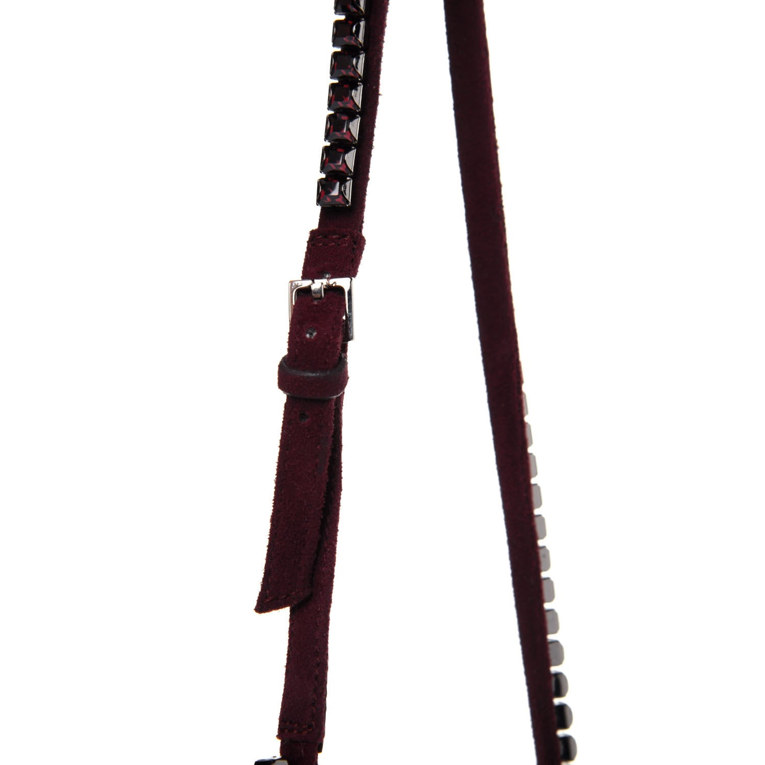 Gucci Suede Crystal Ankle Strap Sandals 37.5 Burgundy 9 of 9