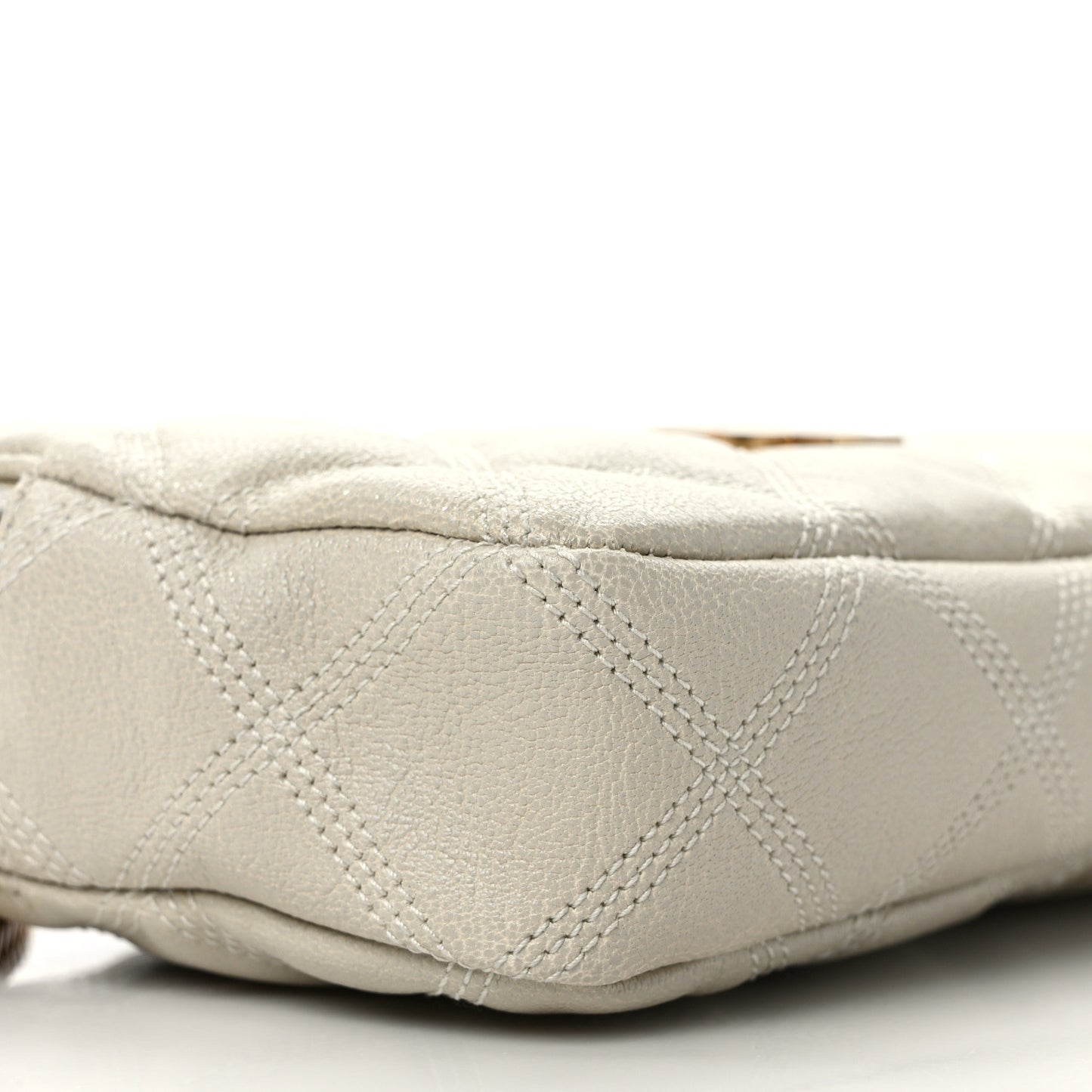 Grained Lambskin Quilted Mini Becky Double Zip Bag Vintage White