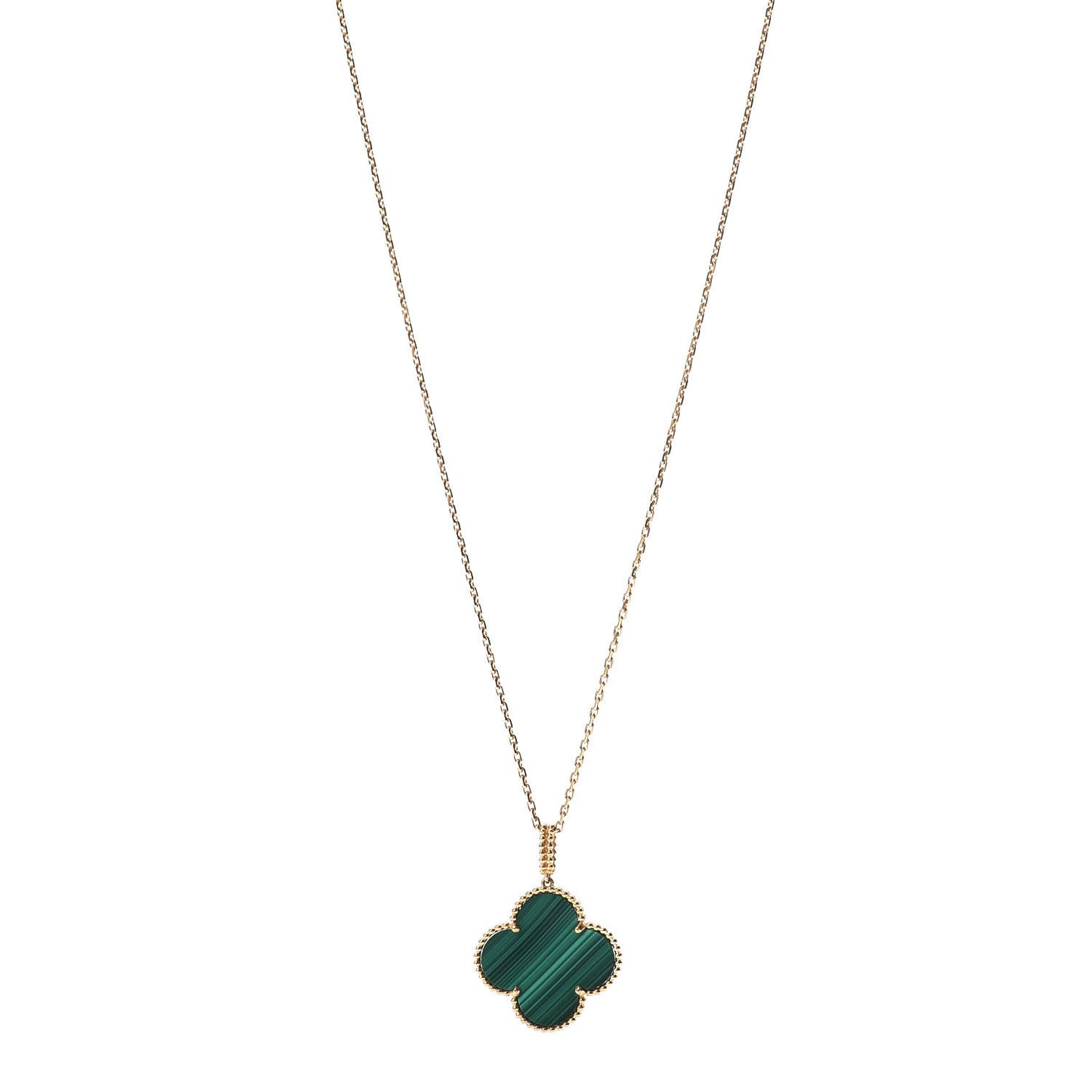 18K Yellow Gold Malachite Magic Alhambra Pendant Necklace