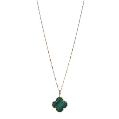 Van Cleef & Arpels 18K Yellow Gold Malachite Magic Alhambra Pendant Necklace 1 of 4