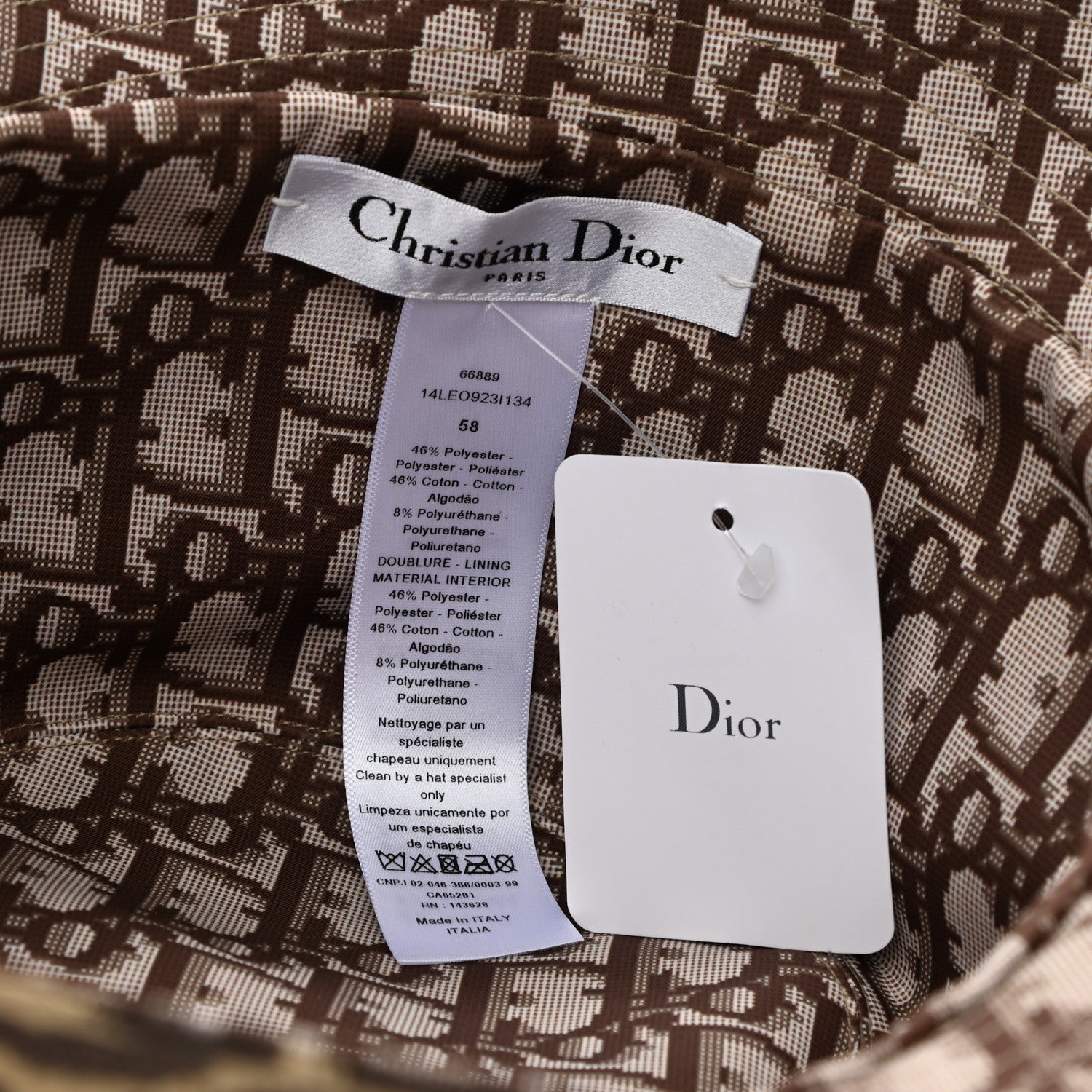 Christian Dior Oblique Leopard Reversible Mizza Bucket Hat 58 Beige 7 of 9