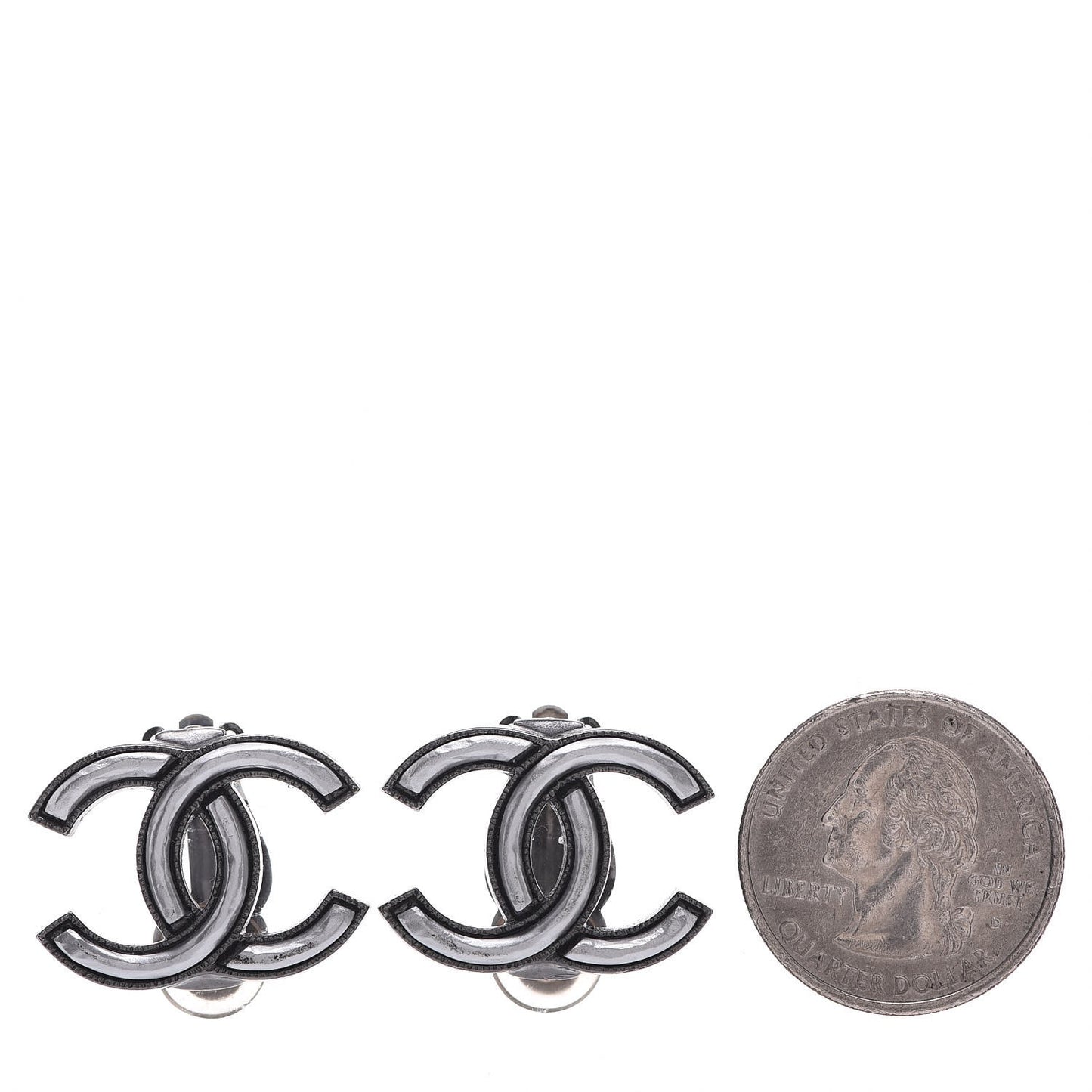Ruthenium CC Clip On Earrings Silver