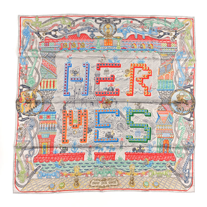 Hermes Silk Super Silk Quest Scarf 90 Argent Corail Multicolor 1 of 3