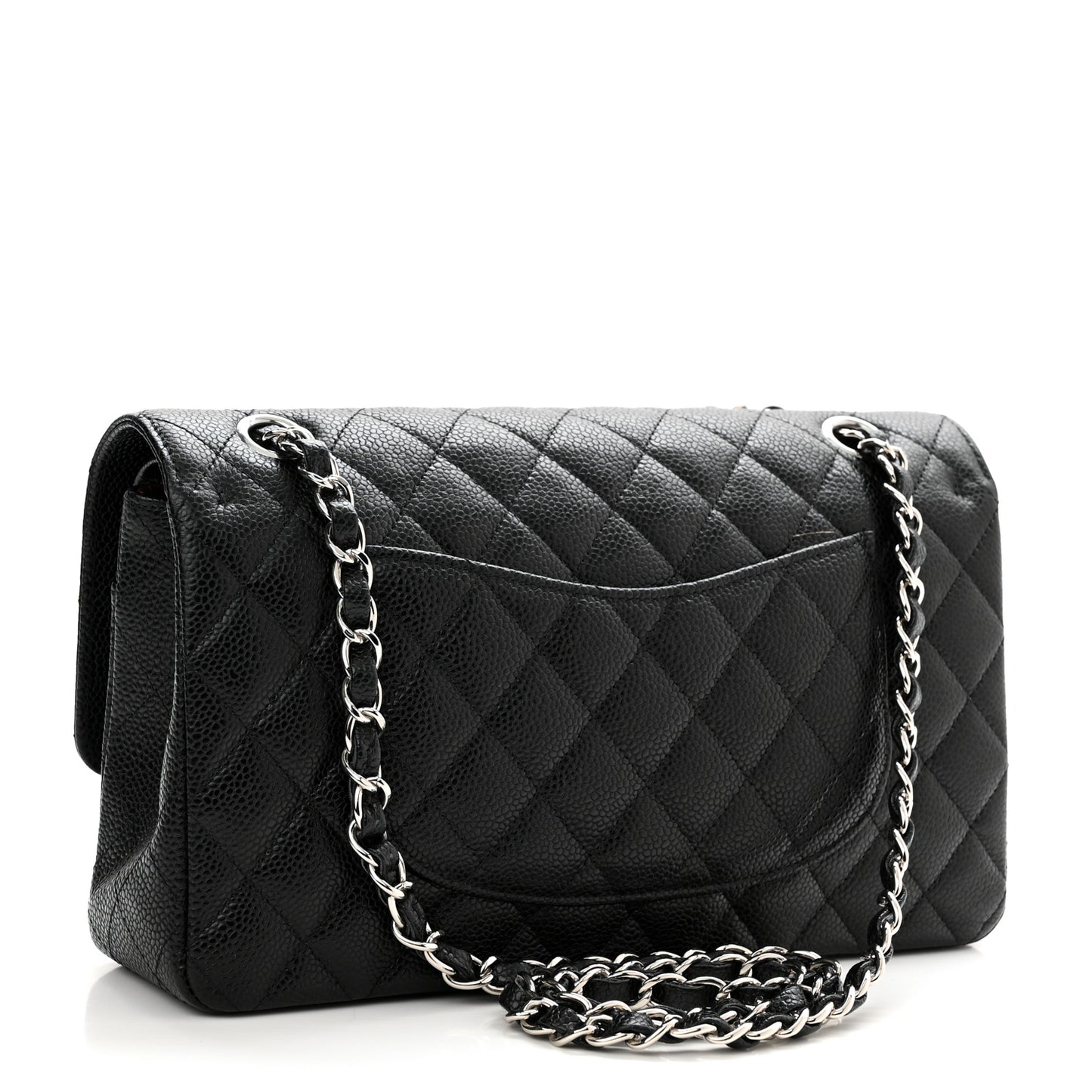Caviar Quilted Medium Double Flap Black