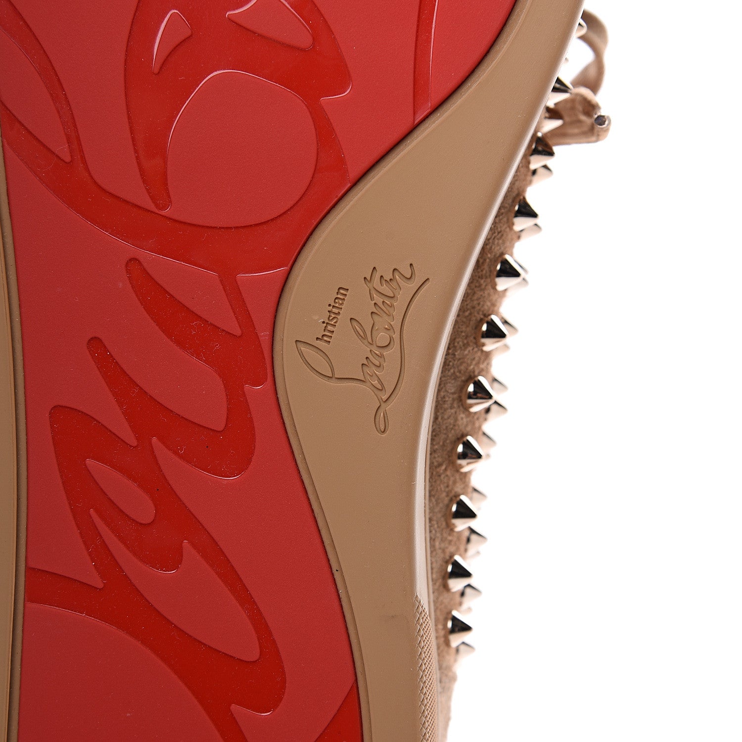 Christian Louboutin Veau Velours Mens Louis Spikes Flat Sneakers 46 Colombe 6 of 10