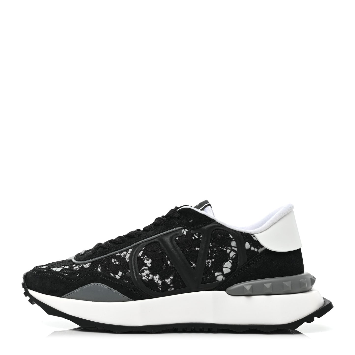 Lace Suede Womens Sneakers 39.5 Black White