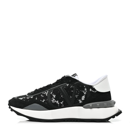 Valentino Garavani Lace Suede Womens Sneakers 39.5 Black White 1 of 8