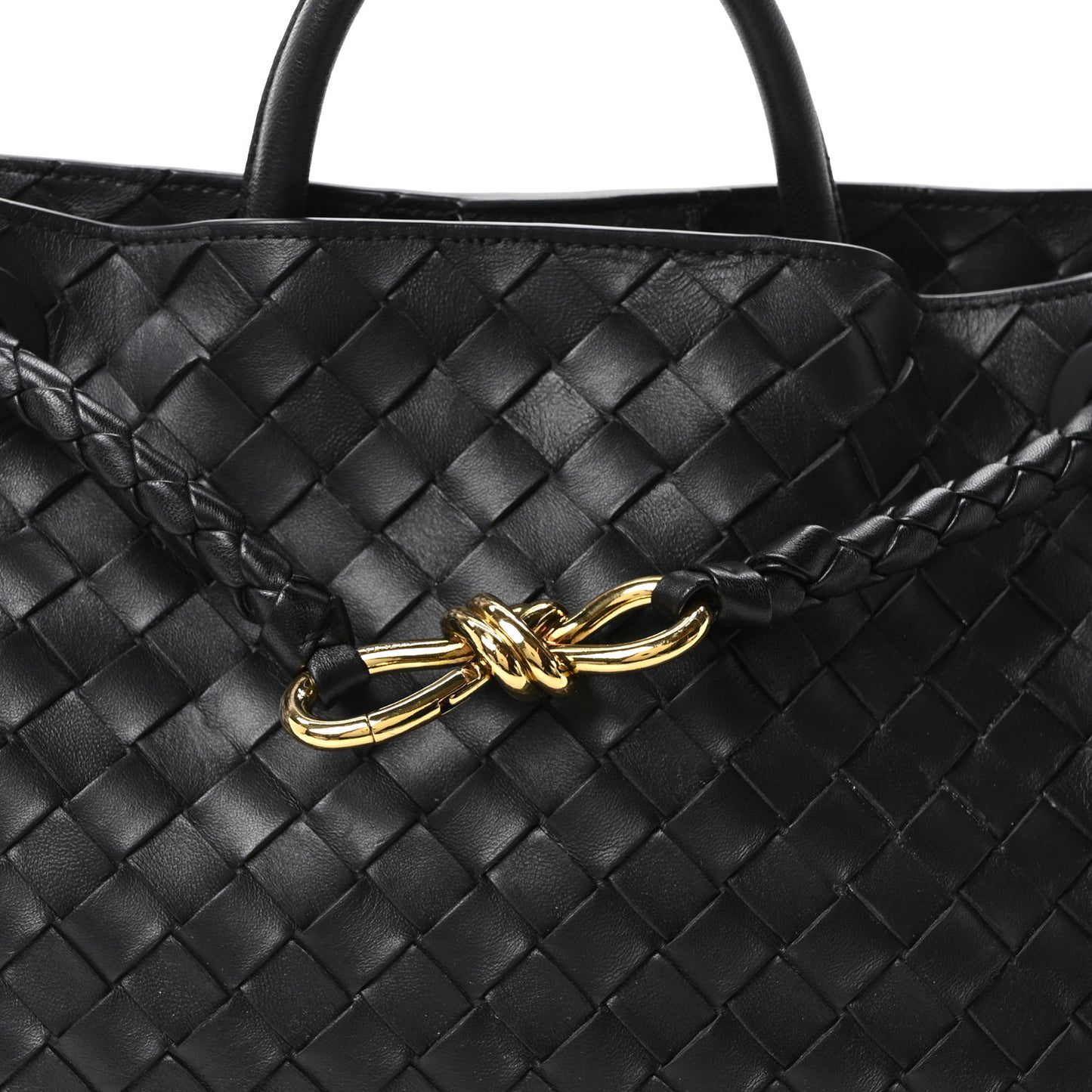 Nappa Intrecciato Medium Andiamo Shoulder Bag Black