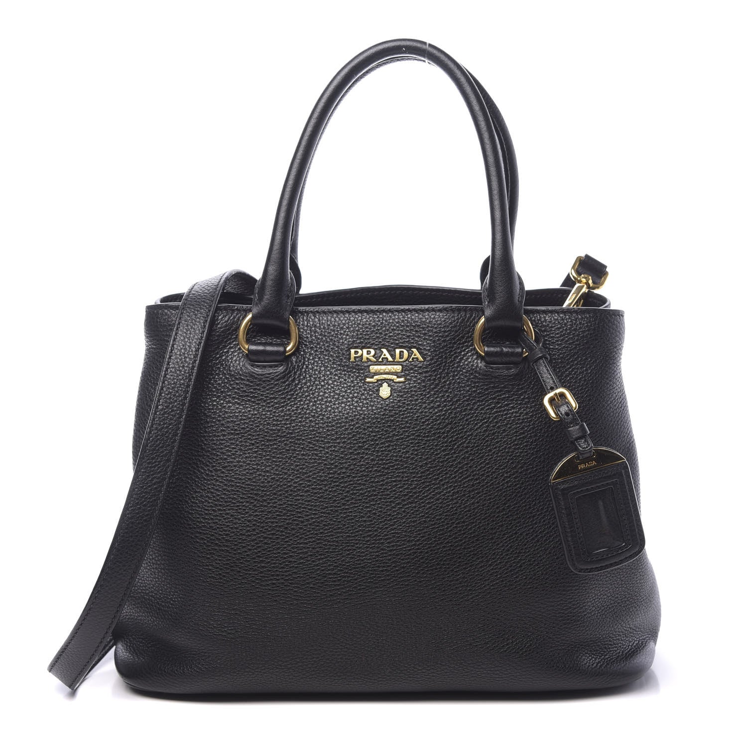 Prada Vitello Phenix Top Handle Bag Black 1 of 8
