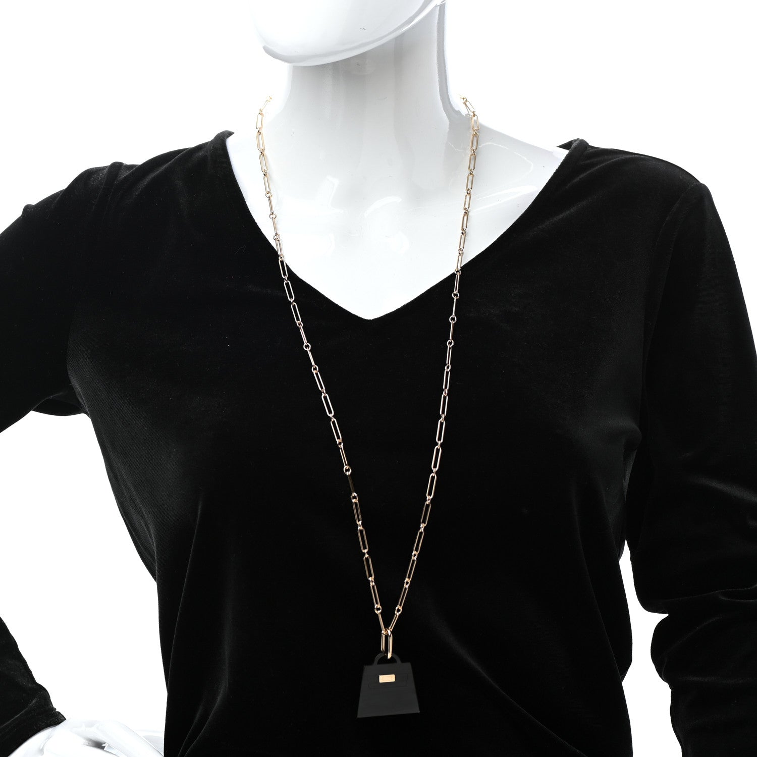 Hermes Permabrass Buffalo Horn Large Amulette Kelly Pendant Necklace 2 of 6
