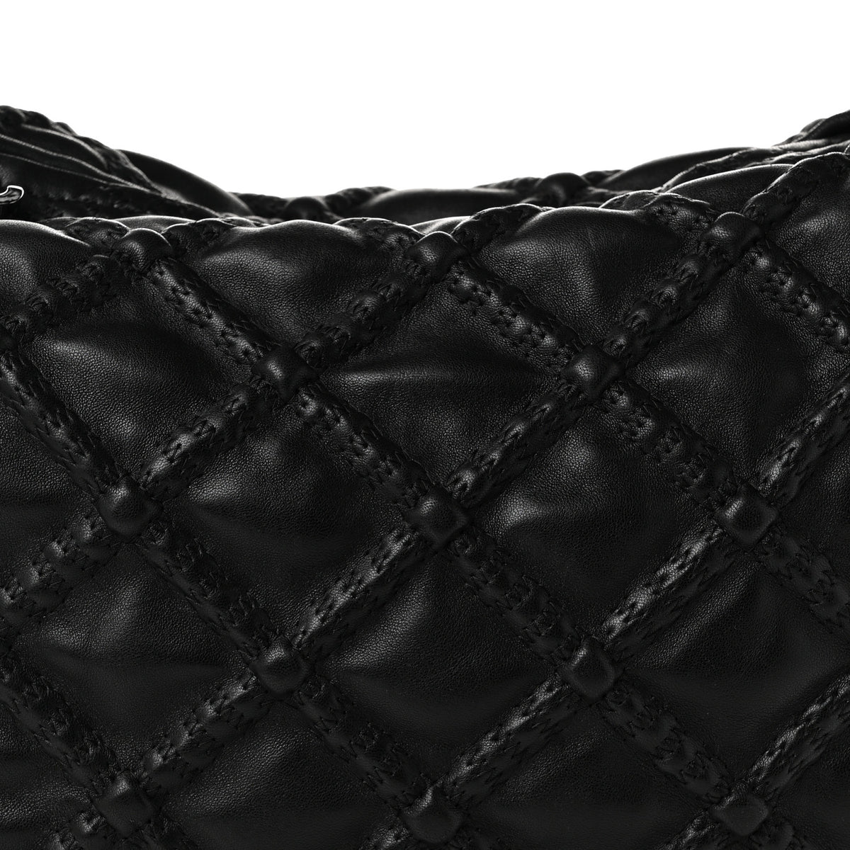 Lambskin Quilted Hidden Chain Hobo Black