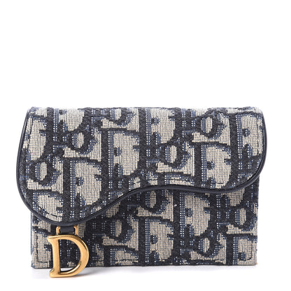 Christian Dior Oblique Saddle Card Holder Blue 1 of 5