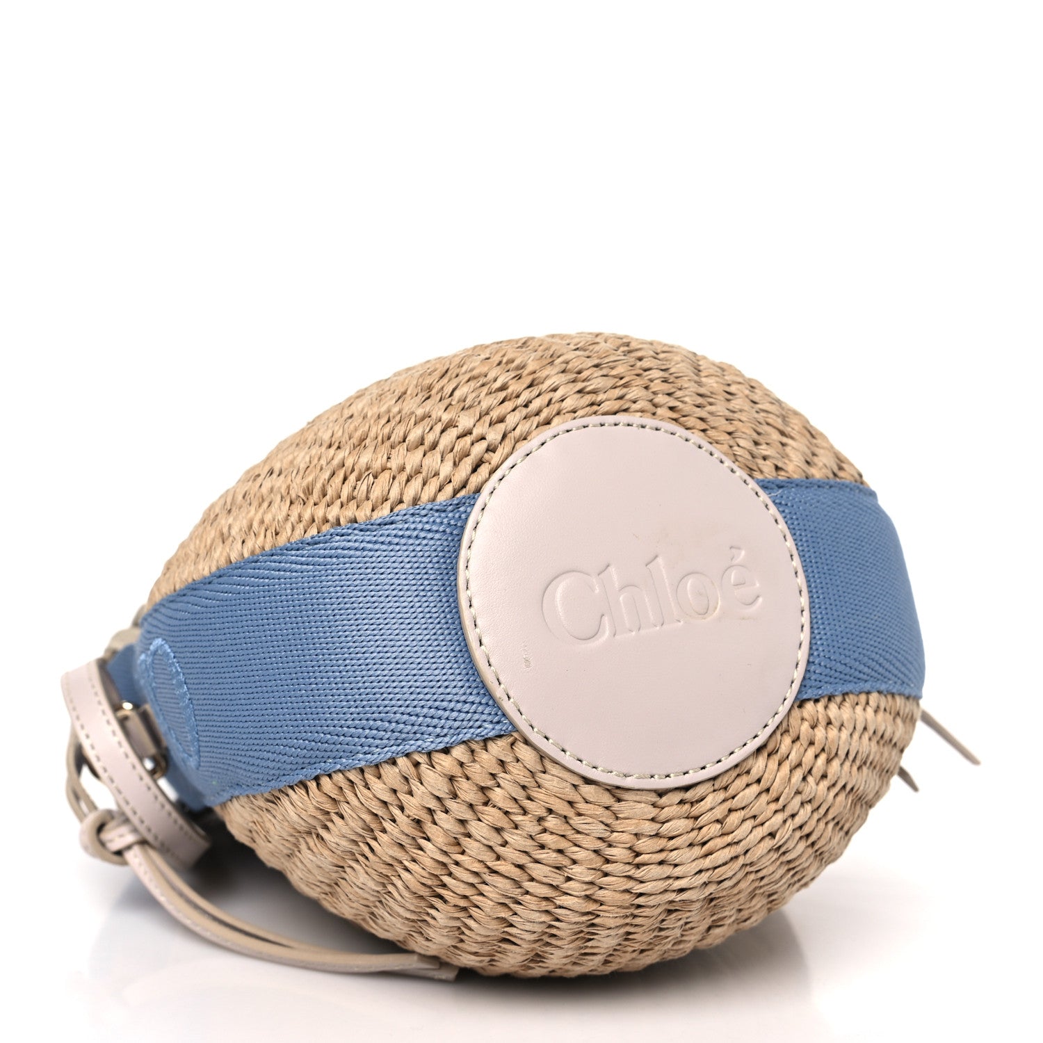 Chloe Raffia Calfskin Small Woody Basket Bag Washed Blue 4 of 12