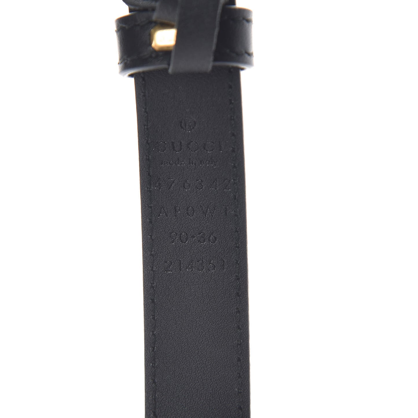 Calfskin Pearl Double G 20mm Belt 90 36 Black Cream