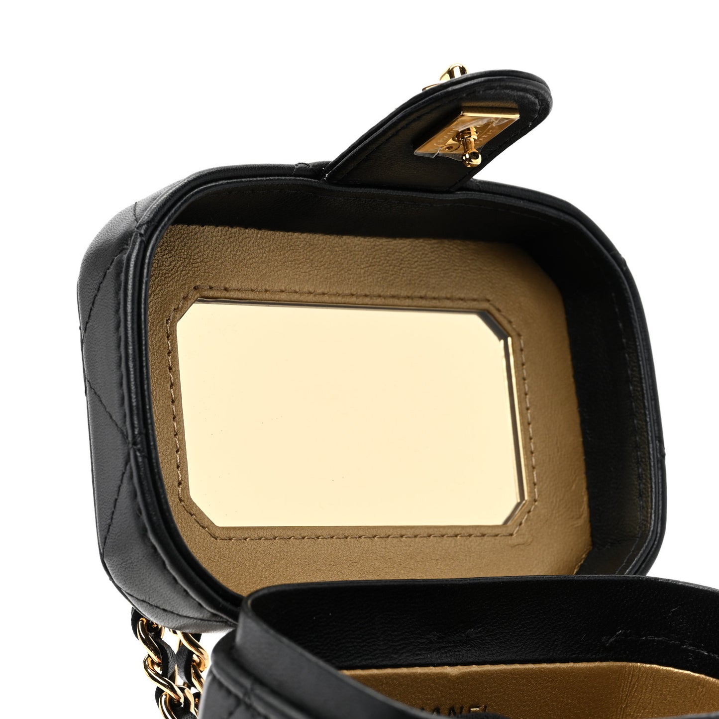 Lambskin Quilted Vanity Clutch With Chain Black