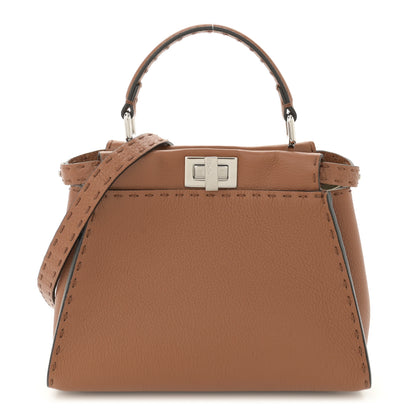 Fendi Cuoio Romano Selleria Bi-Color Mini Peekaboo Iconic Satchel Mou Milk 1 of 10