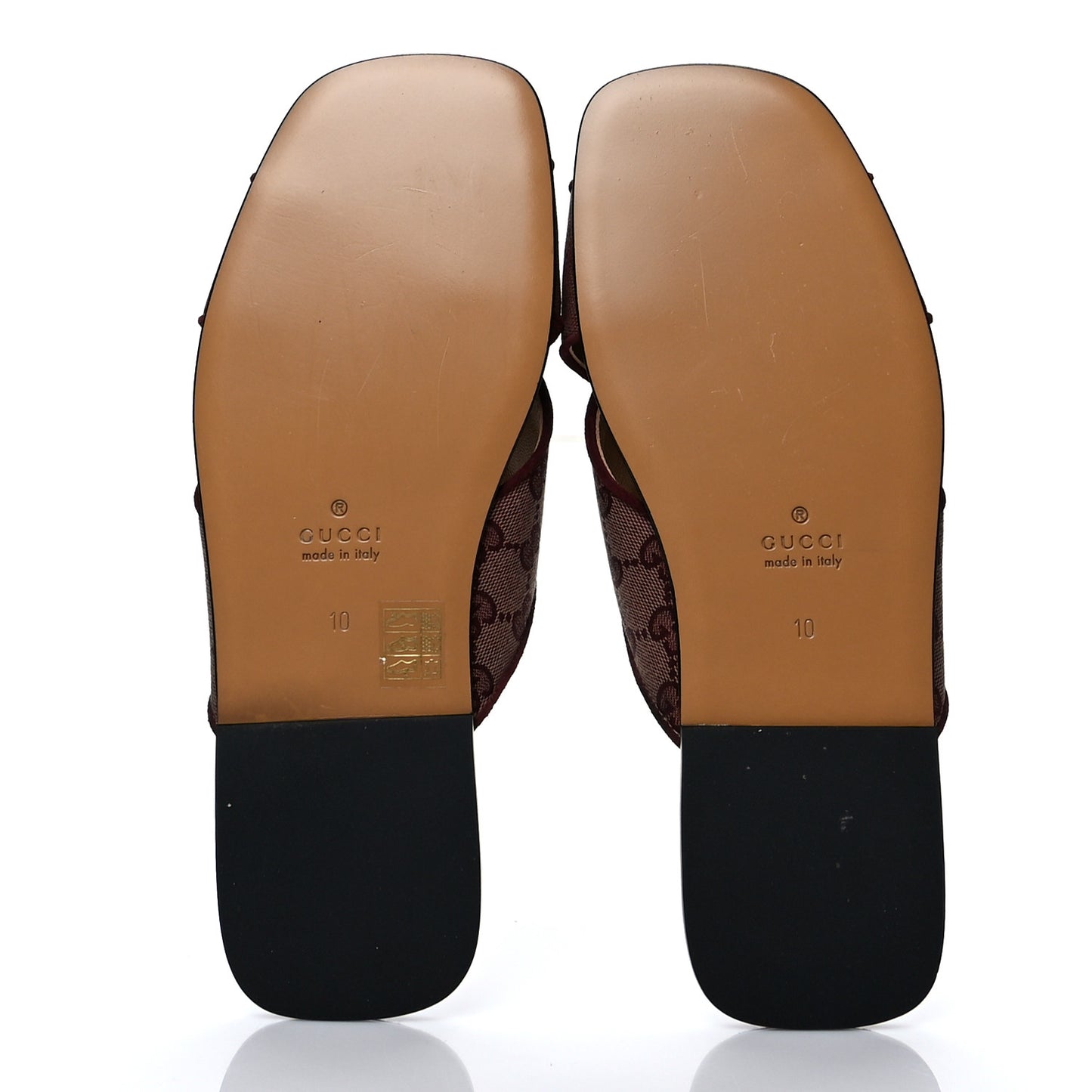 Canvas GG Monogram Mens Criss Cross Slide Sandals 10 Sahara Rubino Chardonnay