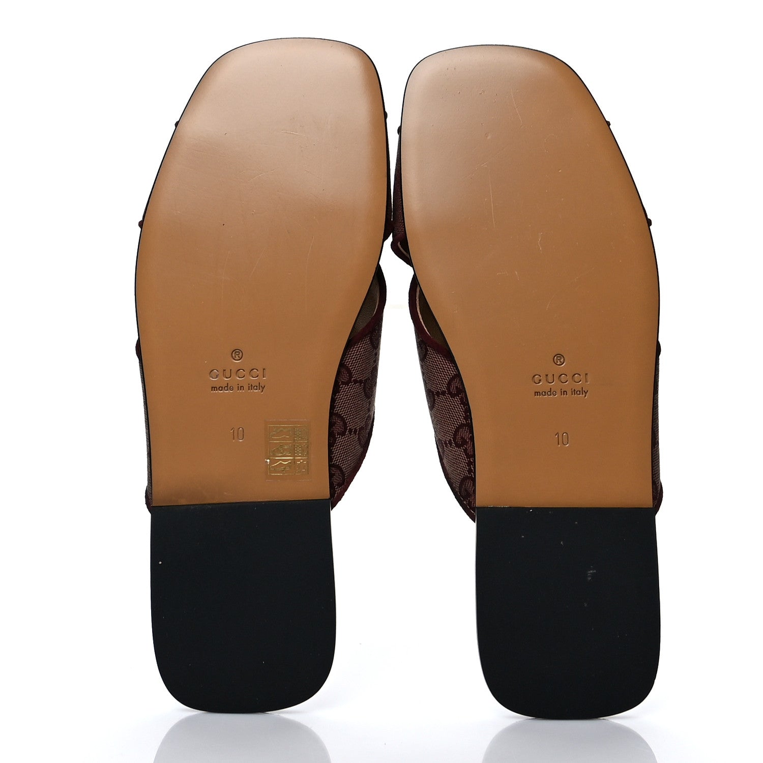 Gucci Canvas GG Monogram Mens Criss Cross Slide Sandals 10 Sahara Rubino Chardonnay 5 of 8