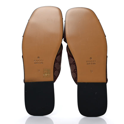 Gucci Canvas GG Monogram Mens Criss Cross Slide Sandals 10 Sahara Rubino Chardonnay 5 of 8